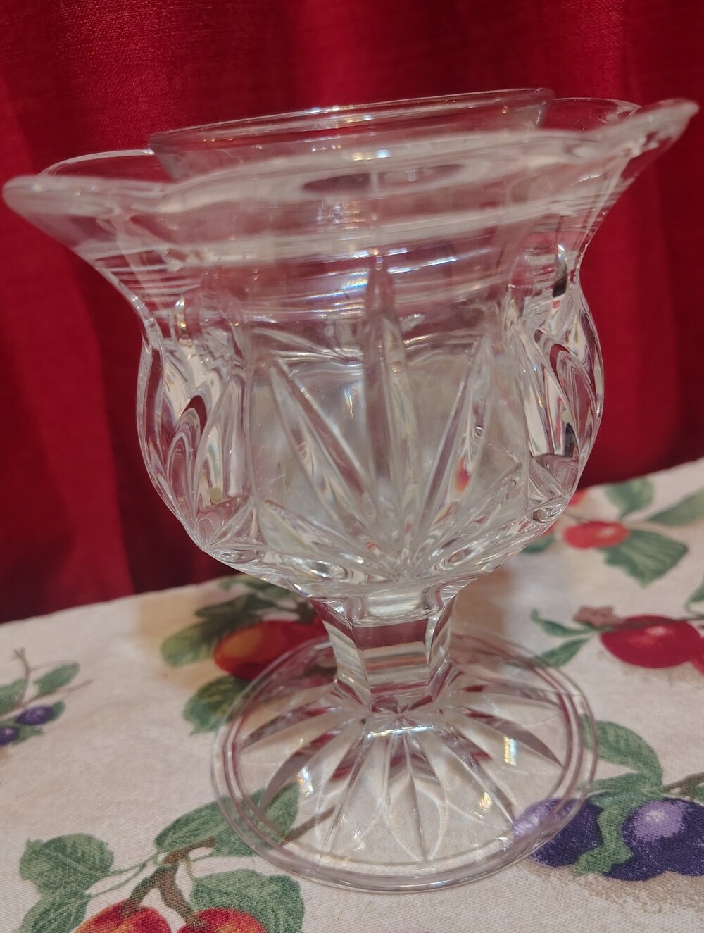 Vintage Cut Glass Peg Votive Candle Holder Peg Peglight Clear Pressed Glass